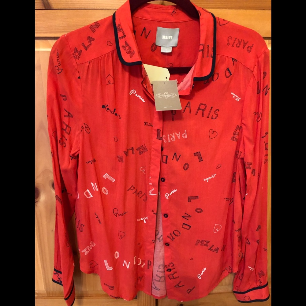 Anthropologie Maeve button up blouse nwt 8